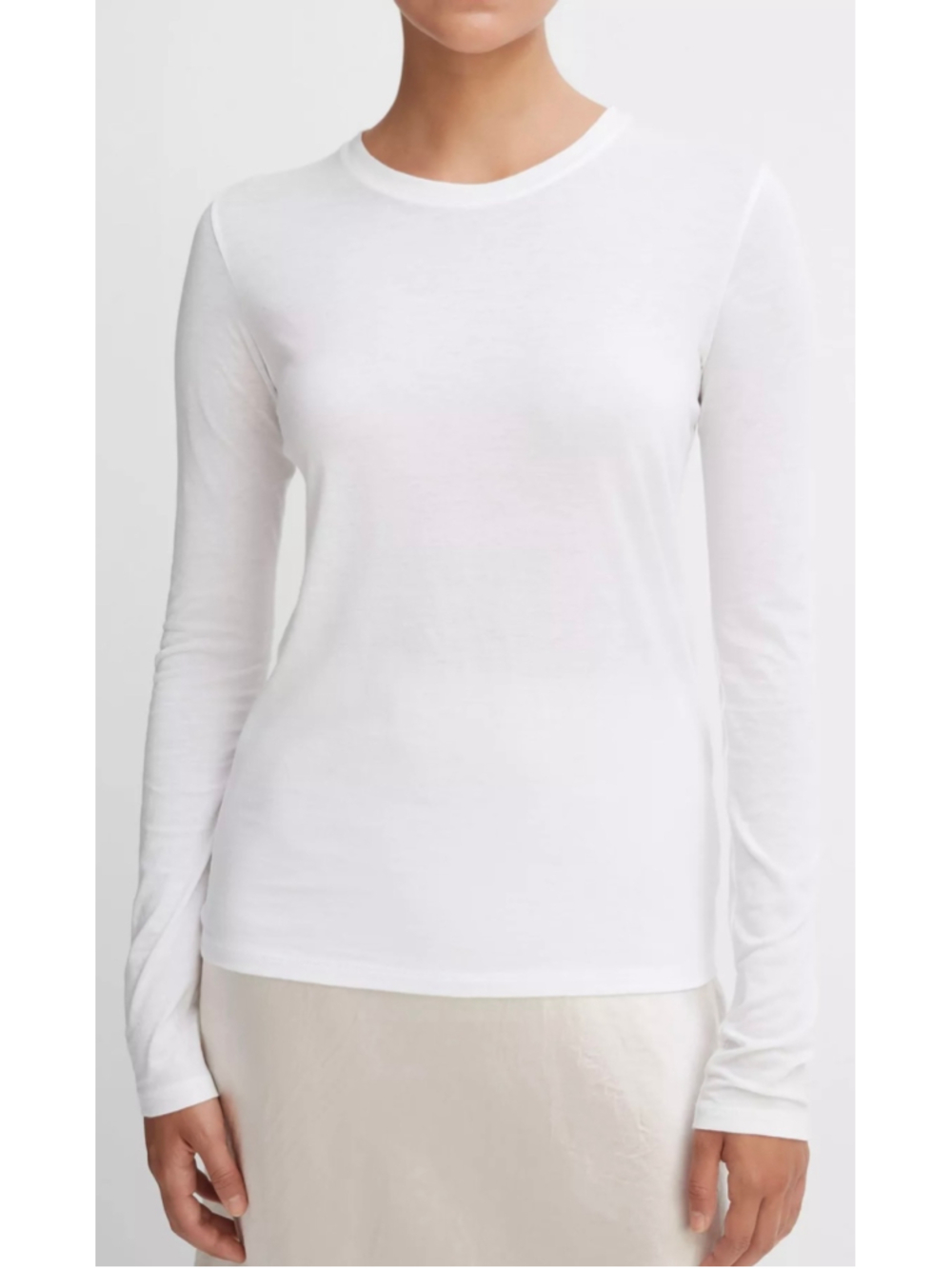 Vince Essential Pima Cotton Long Sleeve Crew Neck T-Shirt Elevated Basics Small